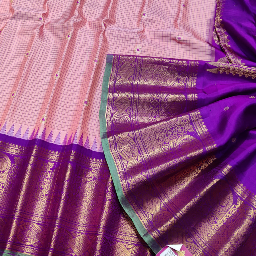 Gadwal check design pure silk- GPS38