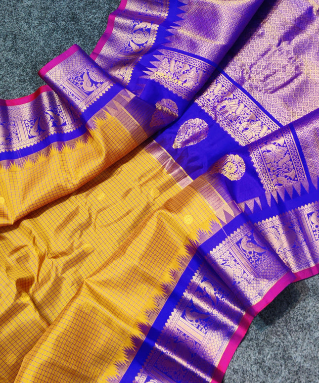 Gadwal Pure silk check Saree - GPS30