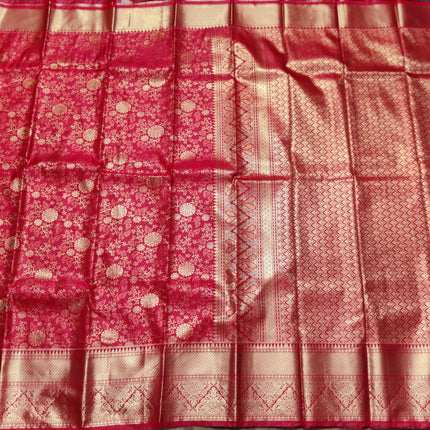 Kanchi pattu Semi Red Saree -KS52