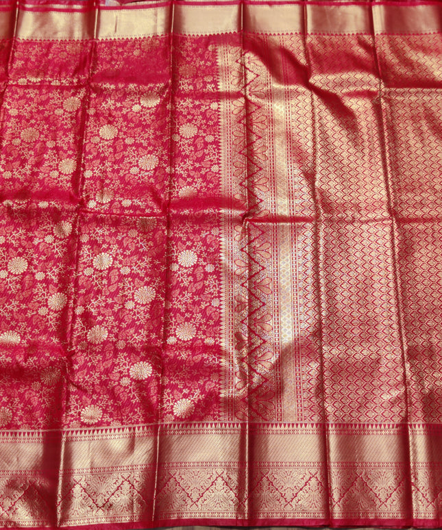 Kanchi pattu Semi Red Saree -KS52