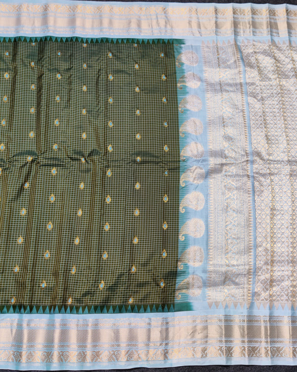 Gadwal check design pure silk- GPS47 alternate view