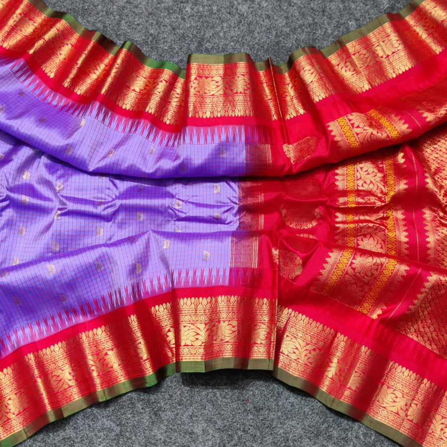 Gadwal check design pure silk- GPS09