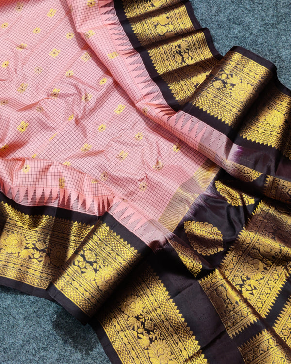 Gadwal check design pure silk- GPS23
