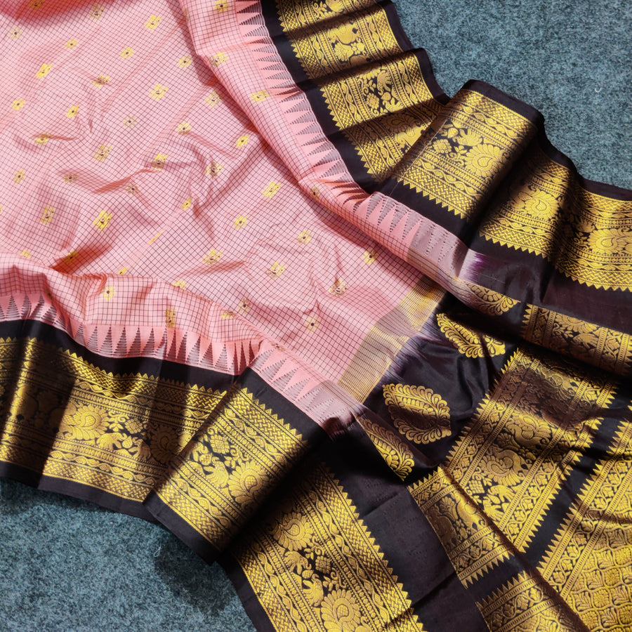 Gadwal check design pure silk- GPS23