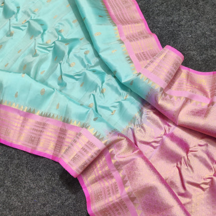 Gadwal handloom small border Pure silk saree - GPS216