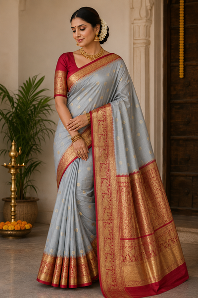 Gadwal Semi Silk Saree - GSM21