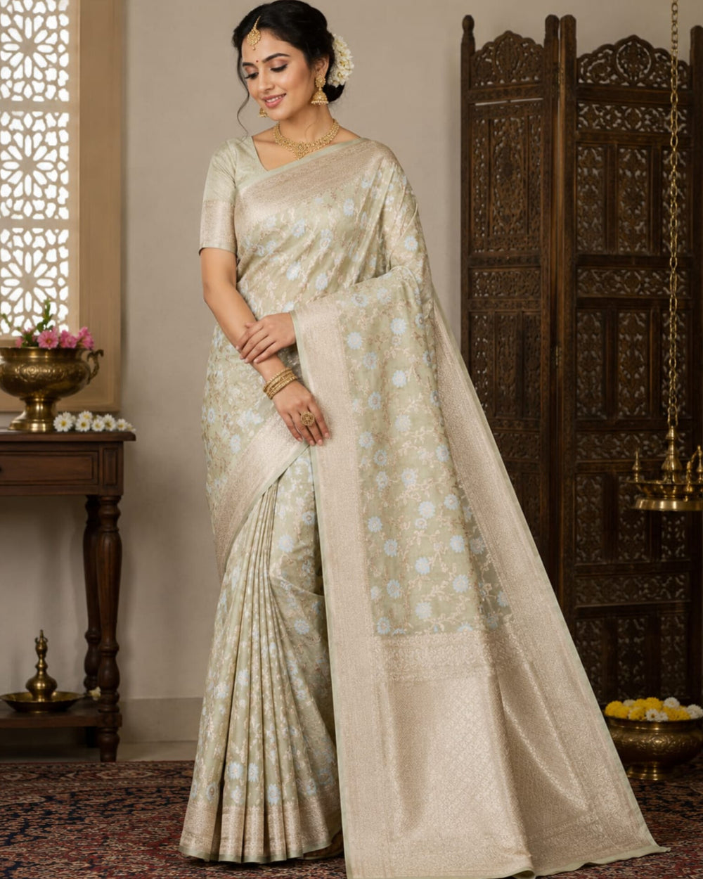 Banaras Tissue Allover Meenakari - BRS44