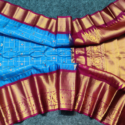 Gadwal Pure silk check Saree - GPS200