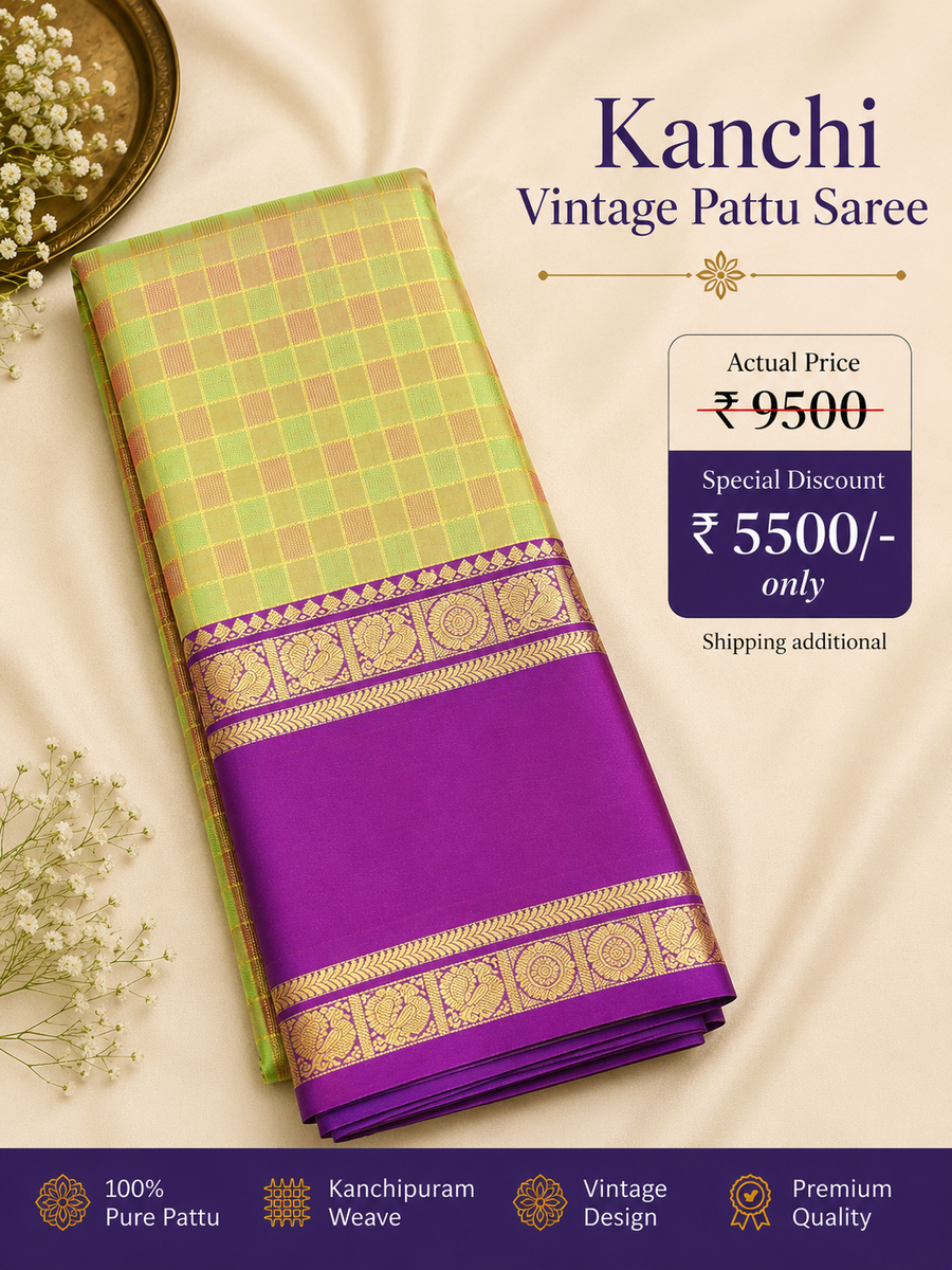 40% off Kanchi kuttu vintage Handloom saree - KMP57