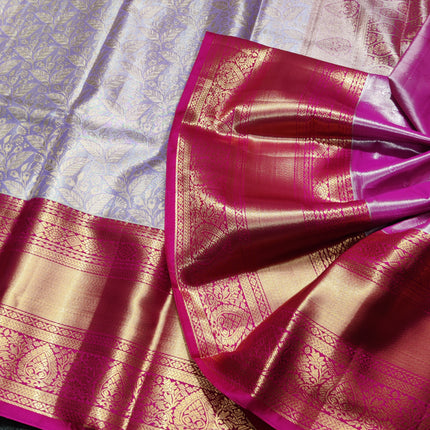 Kanchi pattu Semi Lavender Saree -KS40