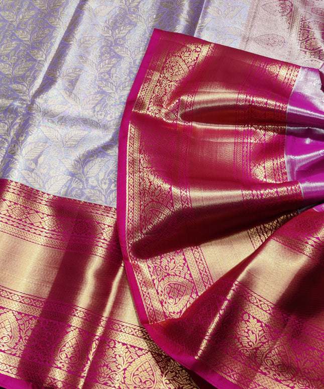 Kanchi pattu Semi Lavender Saree -KS40