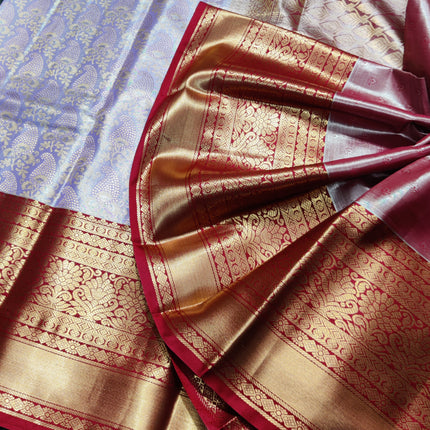 Kanchi pattu Semi Lavender Saree -KS46