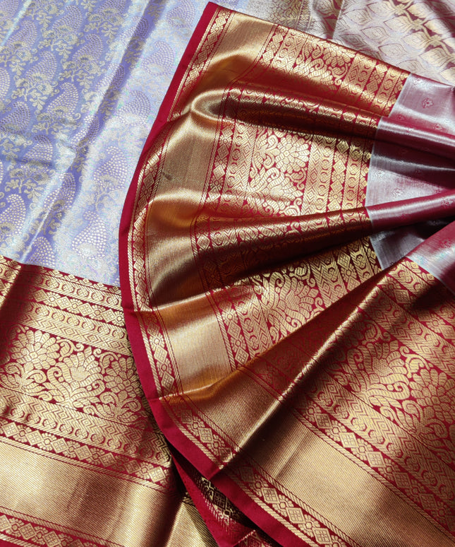 Kanchi pattu Semi Lavender Saree -KS46