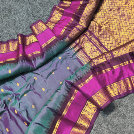 Gadwal Handloom Gap Border saree - GPS86