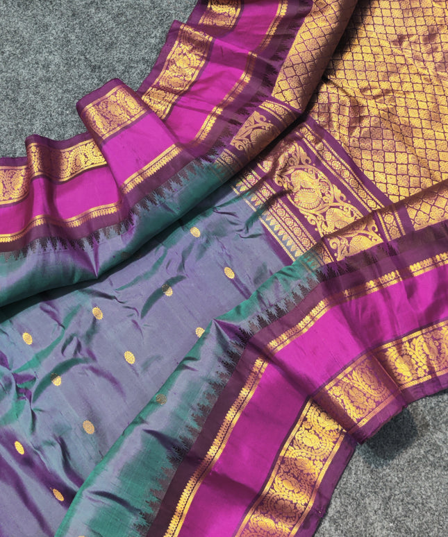 Gadwal Handloom Gap Border saree - GPS86