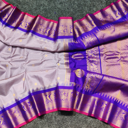 Gadwal Pure silk check Saree - GPS27