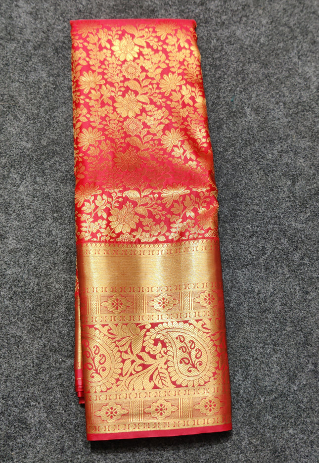 Kanchi pattu Semi Red Saree -KS55