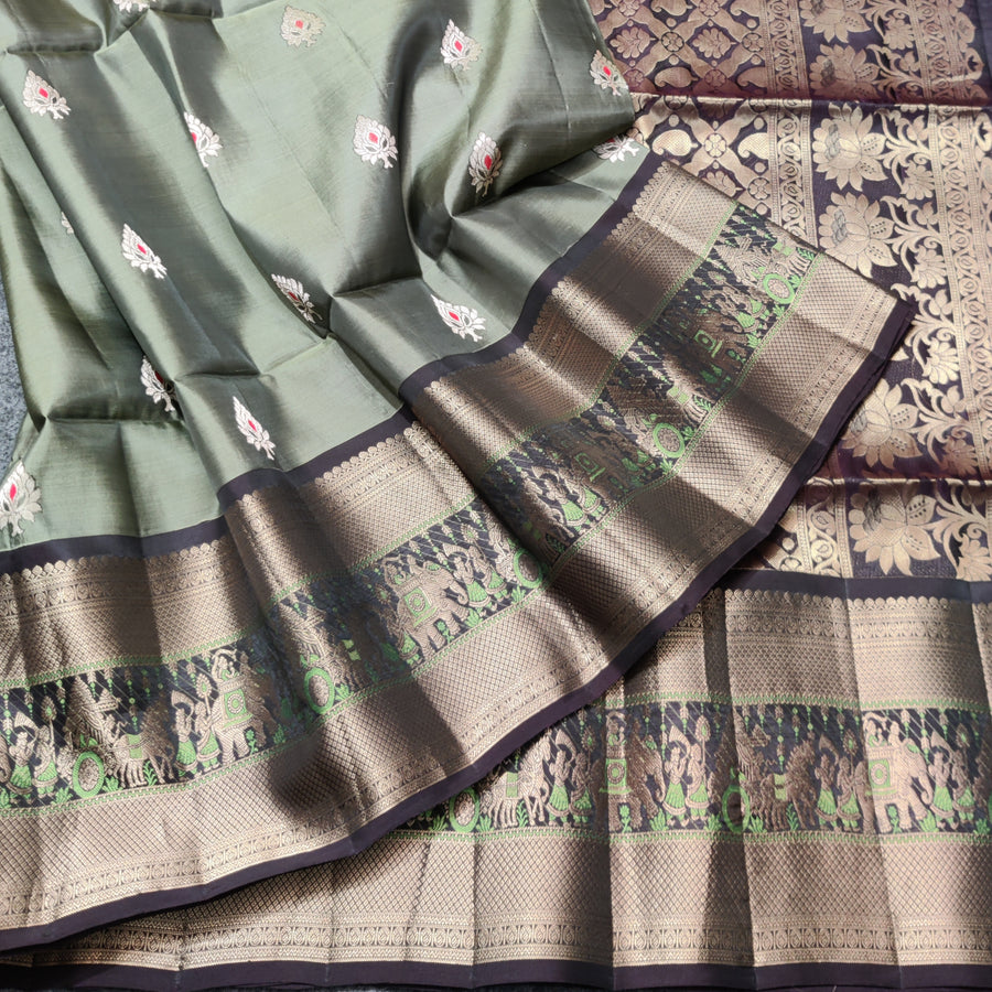 Meenakari kanchi lightweight pattu Saree - KMP140