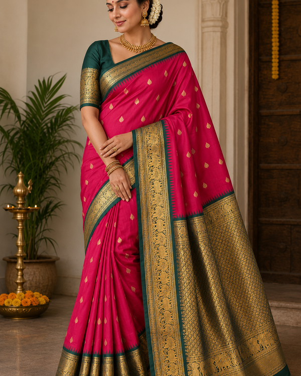 Gadwal Semi Silk Saree - GSM14