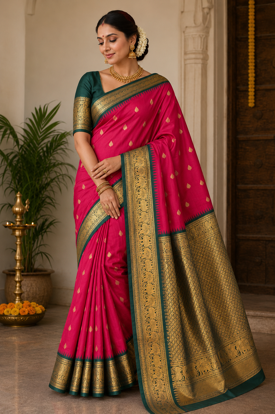 Gadwal Semi Silk Saree - GSM14