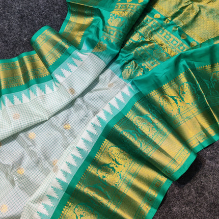 Gadwal Pure silk check Saree - GPS207