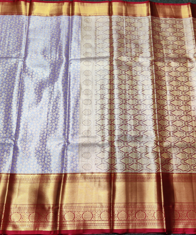 Kanchi pattu Semi Lavender Saree -KS45