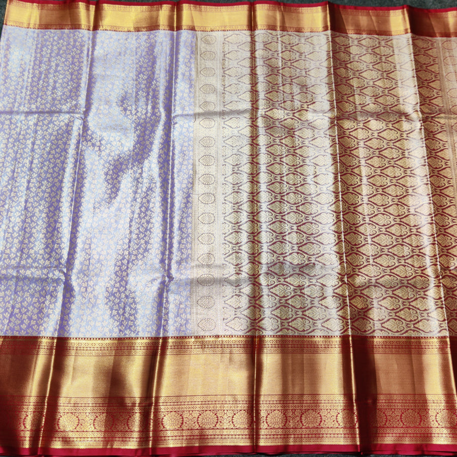 Kanchi pattu Semi Lavender Saree -KS45