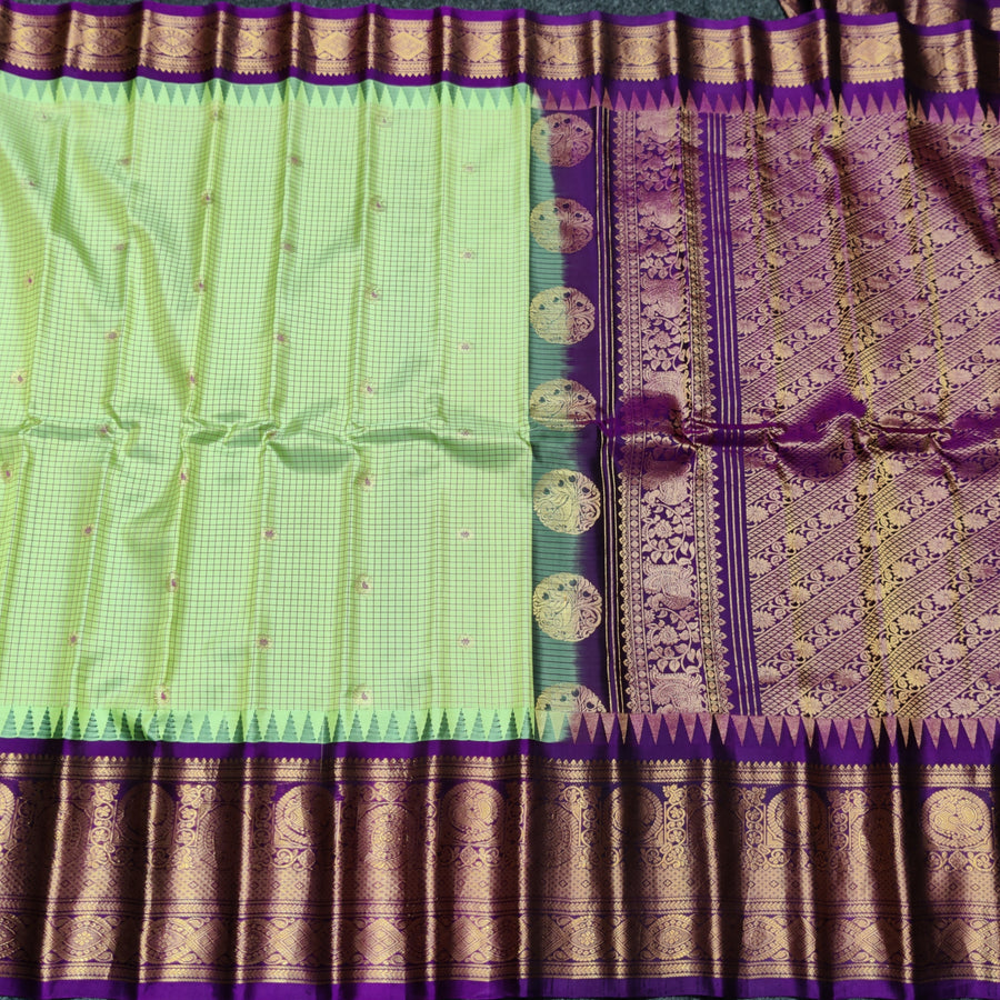 Gadwal check design pure silk- GPS33