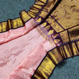 Gadwal Handloom Pure Silk Check Saree with Temple Border – GPS45