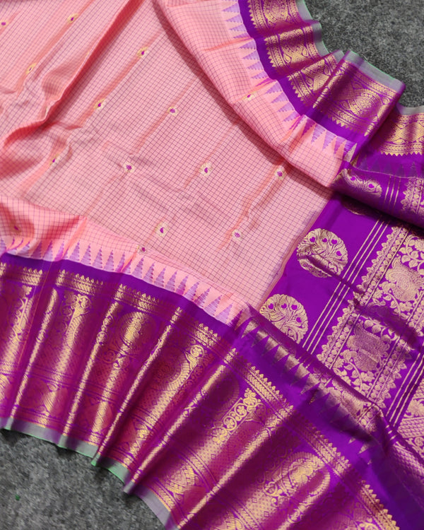 Gadwal check design pure silk- GPS38