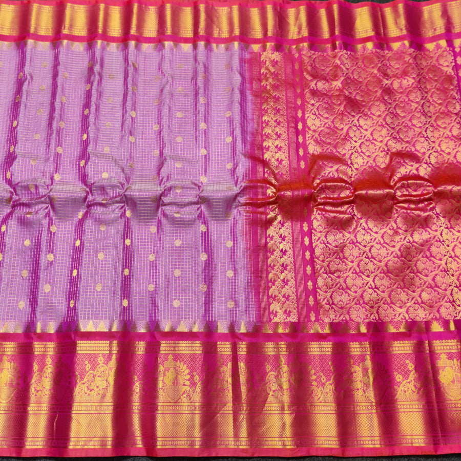 Gadwal check design pure silk- GPS142