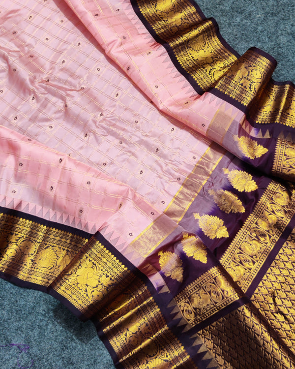 Gadwal check design pure silk- GPS45