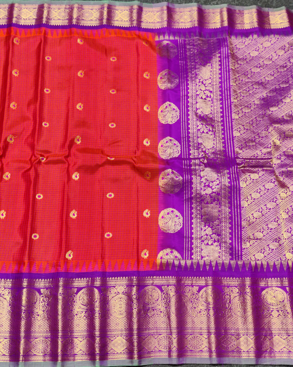 Gadwal check design pure silk- GPS35 alternate view