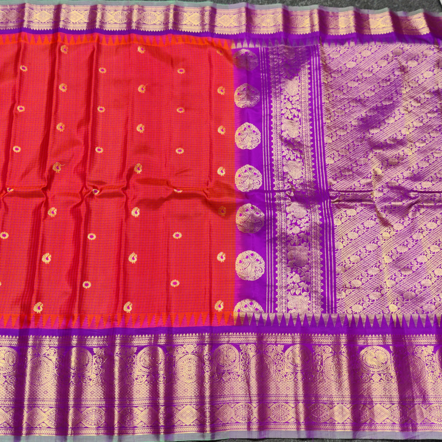 Gadwal check design pure silk- GPS35