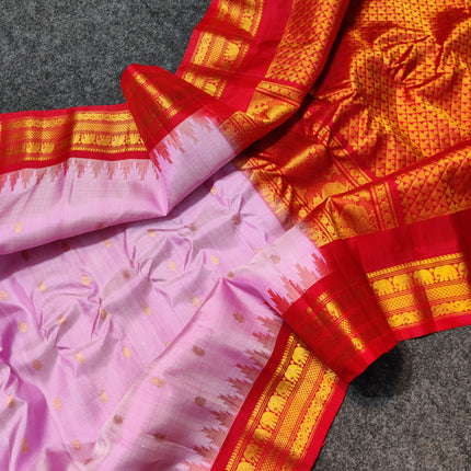 Gadwal Kuttu small border Handloom saree - GPS91