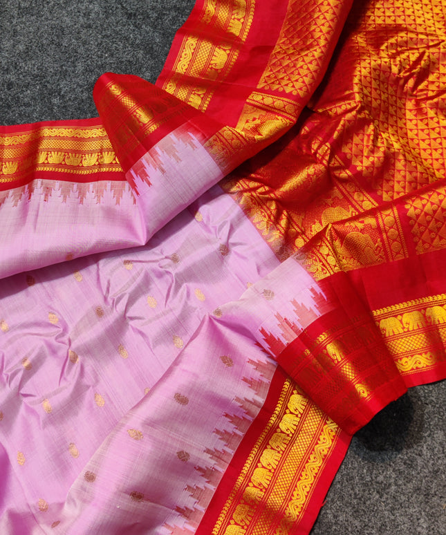 Gadwal Kuttu small border Handloom saree - GPS91