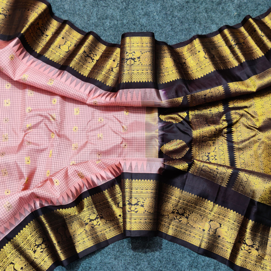 Gadwal check design pure silk- GPS23