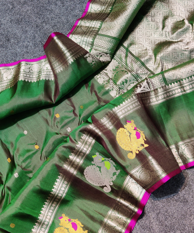 Gadwal Handloom Gap Border saree - GPS94