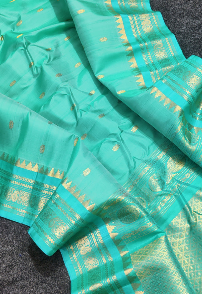 Gadwal handloom small border Pure silk saree - GPS219
