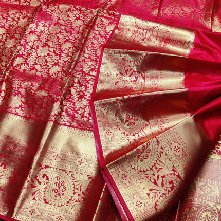 Kanchi pattu Semi Red Saree -KS55