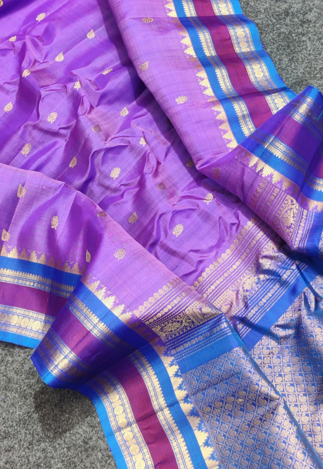 Gadwal handloom small border Pure silk saree - GPS205
