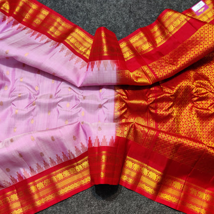 Gadwal Kuttu small border Handloom saree - GPS91