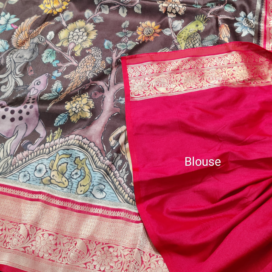 Pen Kalamkari Silk saree - KM03
