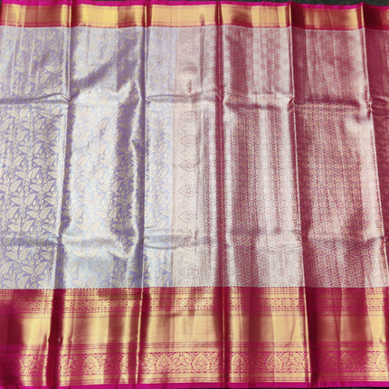 Kanchi pattu Semi Lavender Saree -KS40