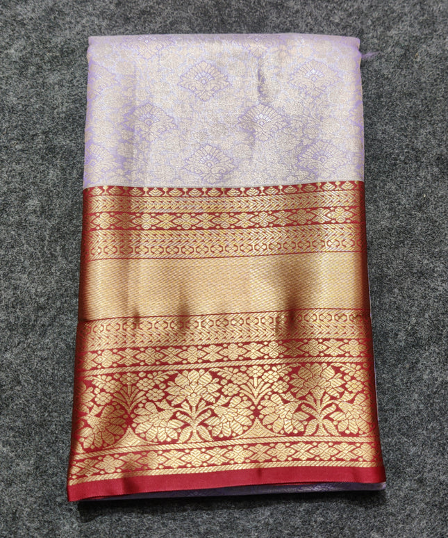 Kanchi pattu Semi Lavender Saree -KS44