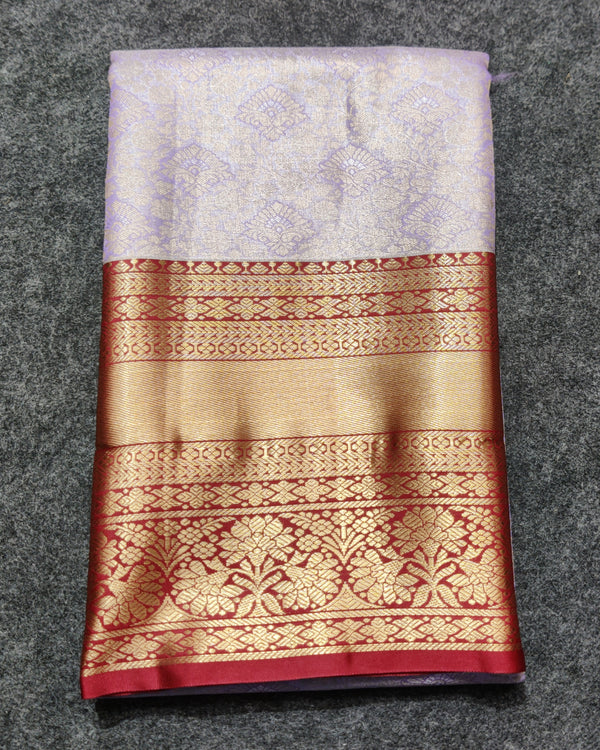 Kanchi pattu Semi Lavender Saree -KS44
