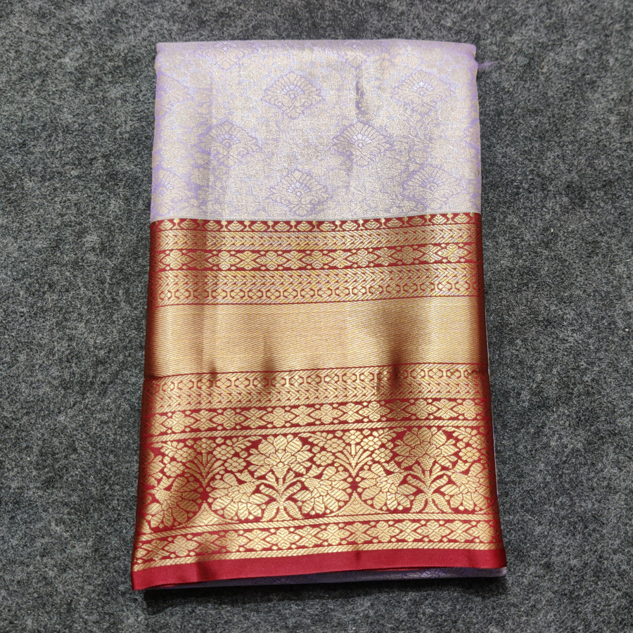 Kanchi pattu Semi Lavender Saree -KS44