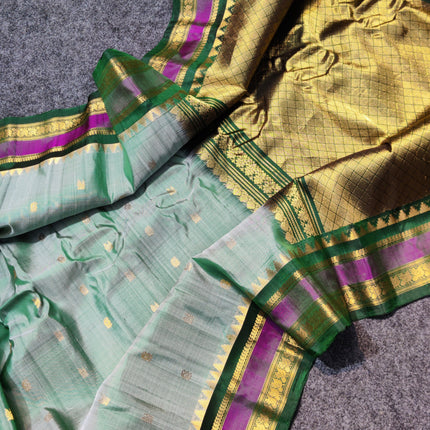 Gadwal Handloom Gap Border saree - GPS87
