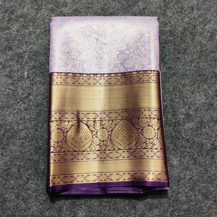 Kanchi pattu Semi Lavender Saree -KS35