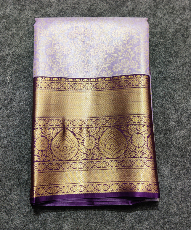 Kanchi pattu Semi Lavender Saree -KS35
